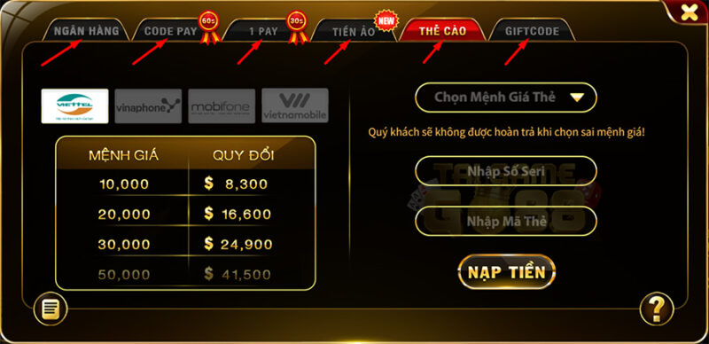 Hướng dẫn nạp tiền dễ dàng tại cổng game Go88